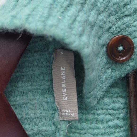 Everlane Turquoise Merino Wool Alpaca Cropped Sweater Henley - Picture 3 of 7